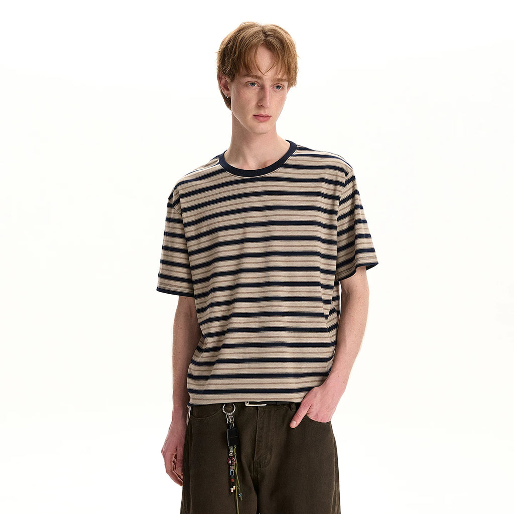 A PUEE Retro High-End Striped Tee – Loose Fit Casual Cleanfit