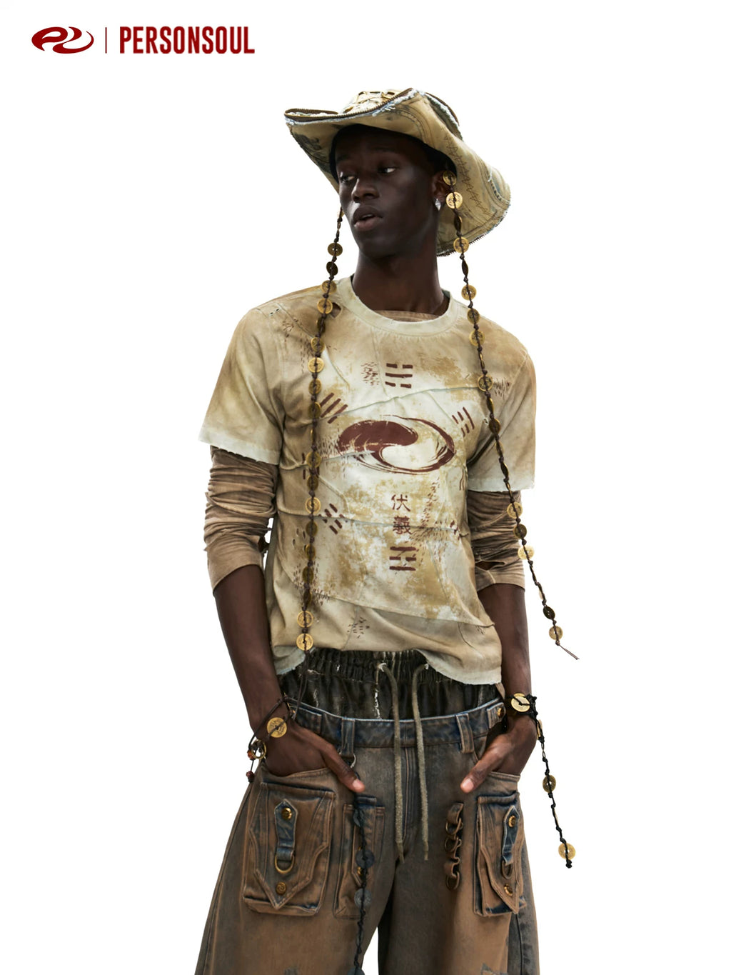 PERSONSOUL Retro Crew Neck Slim Tee