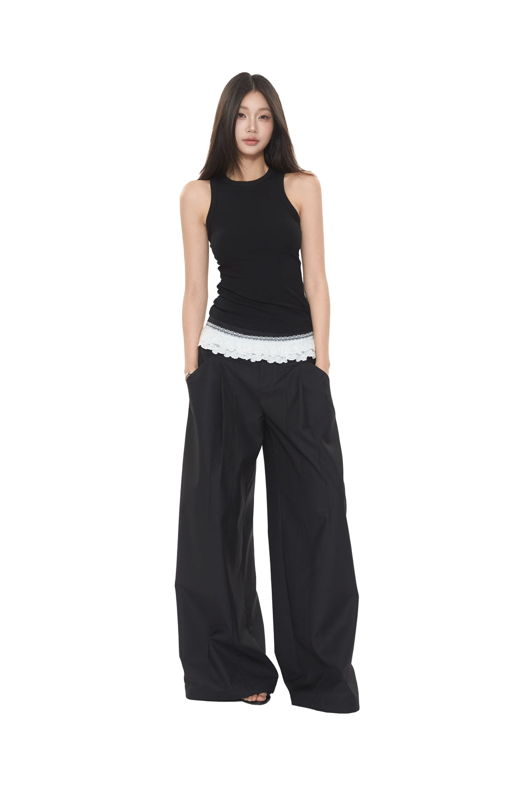 WITHMIN Casual Drape Low-rise Suit Pants
