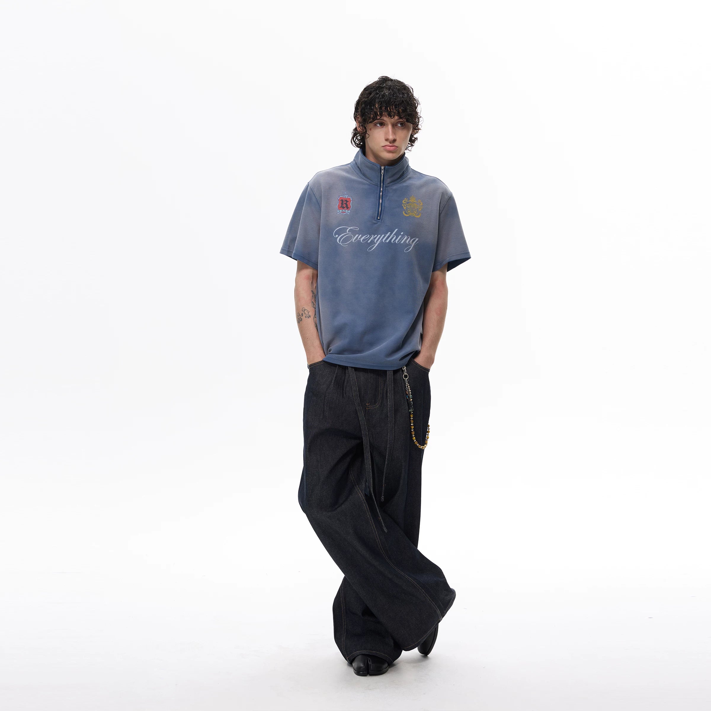 WLNEXT Half Zipper Front Shoulder Casual Tee