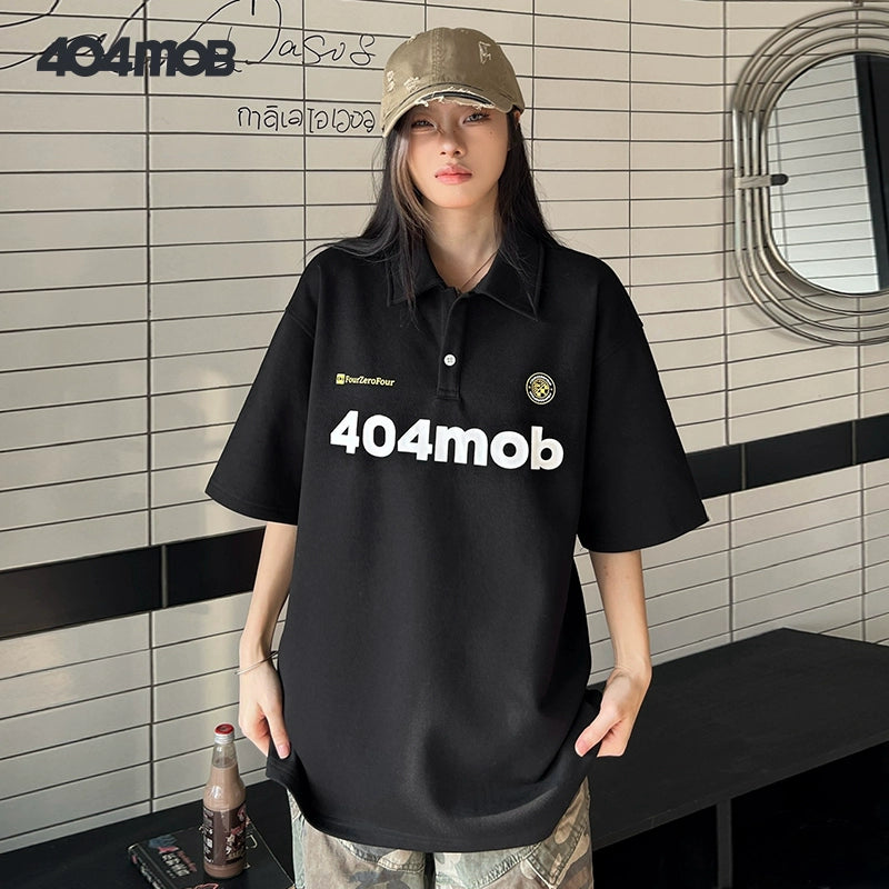 404MOB embroidered short-sleeved POLO shirt