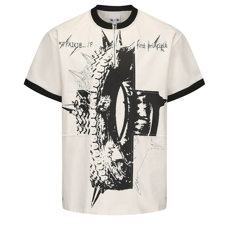 PAIKI Thorn Punk Tires Cross Patch Loose Tee