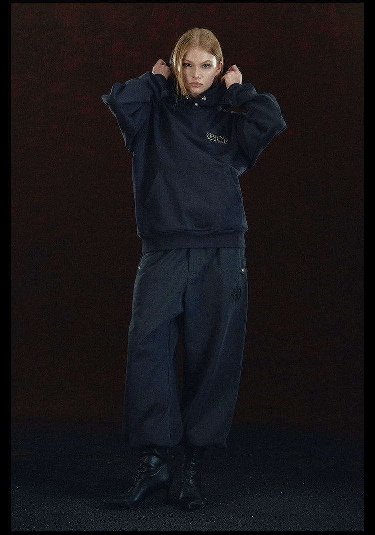 DICETINY Metal LOGO Retro Hooded Sweater