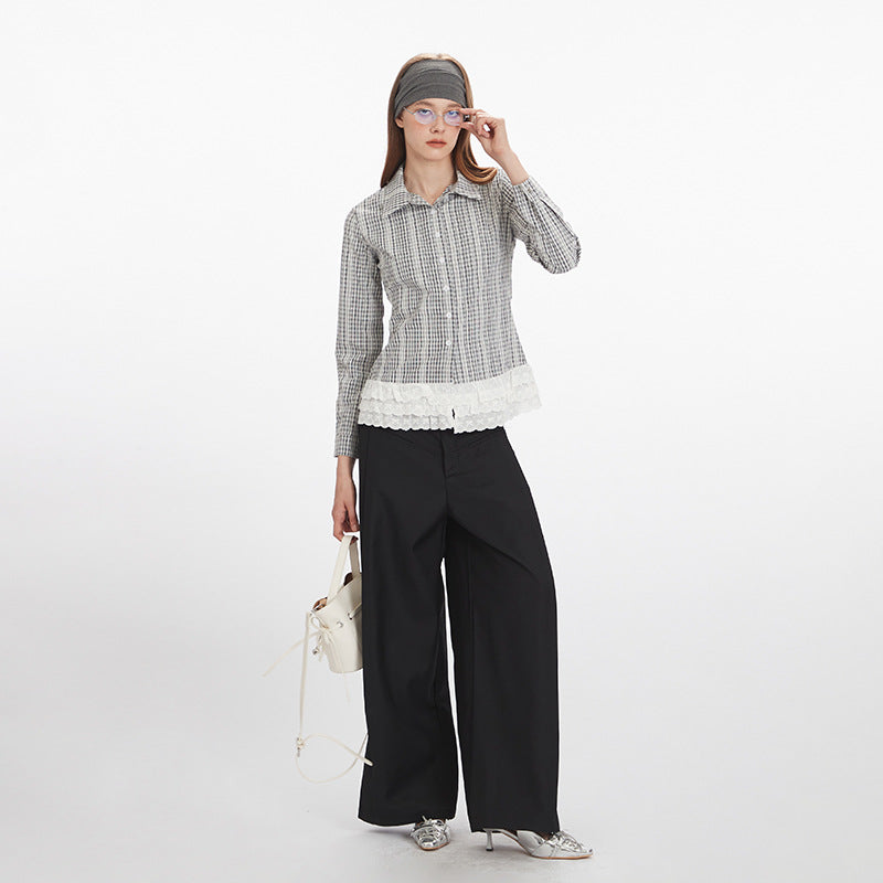 Nariele Plaid Slim-fit Long-sleeved Shirt