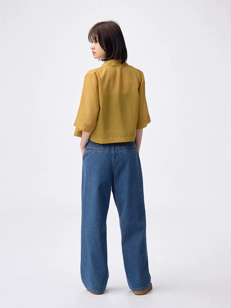 GU Pleated Loose Straight Jeans