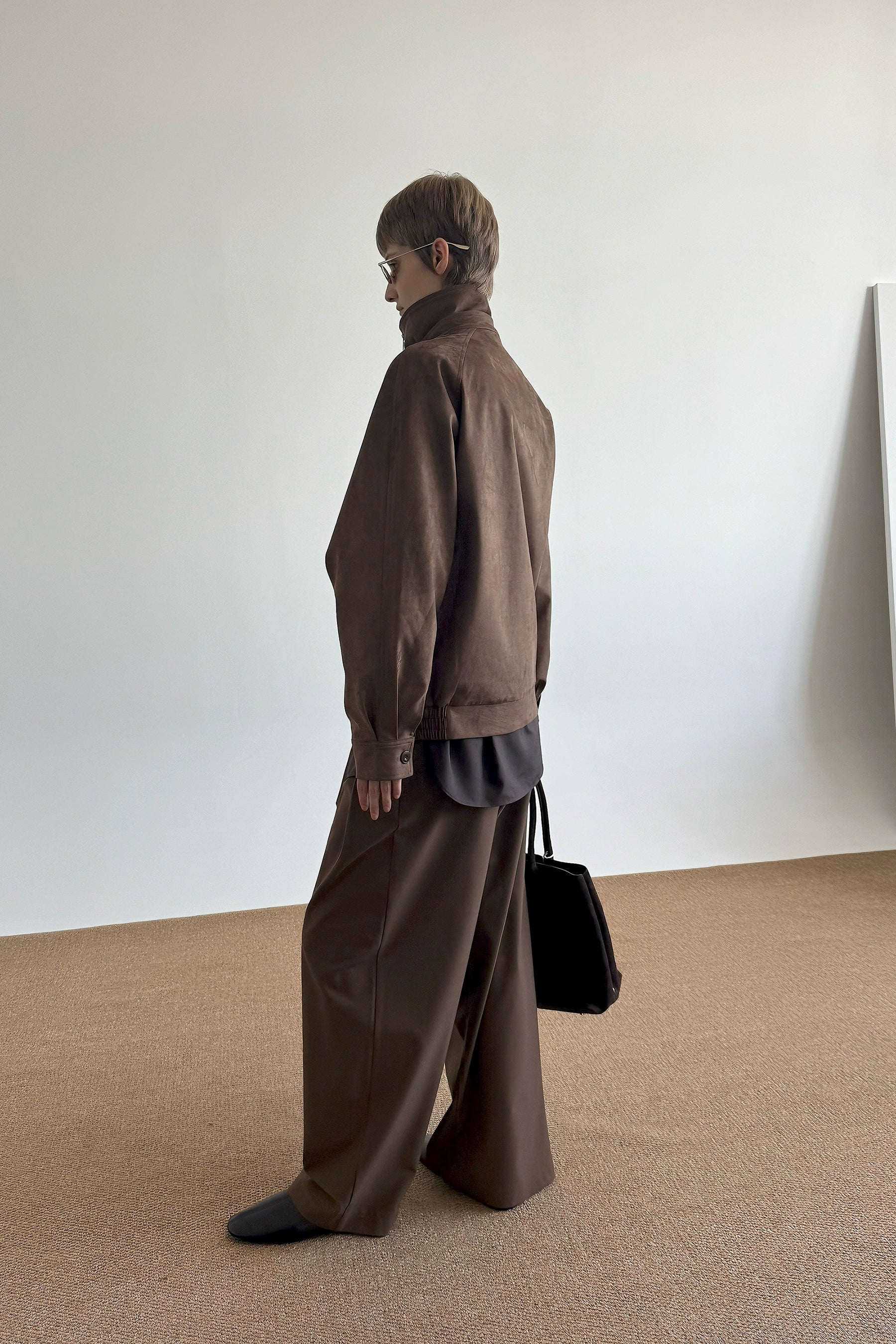 COLN Suede Double-neck Double-breasted Jacket