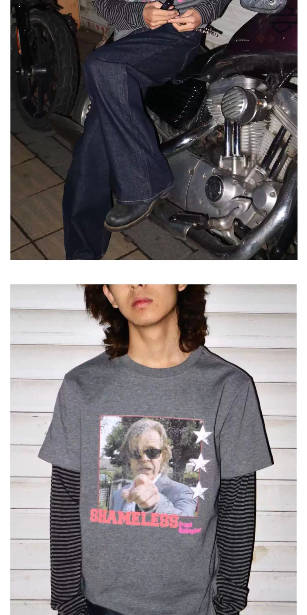 OXXO Retro Stitching Fake Two-piece Striped Long Sleeve