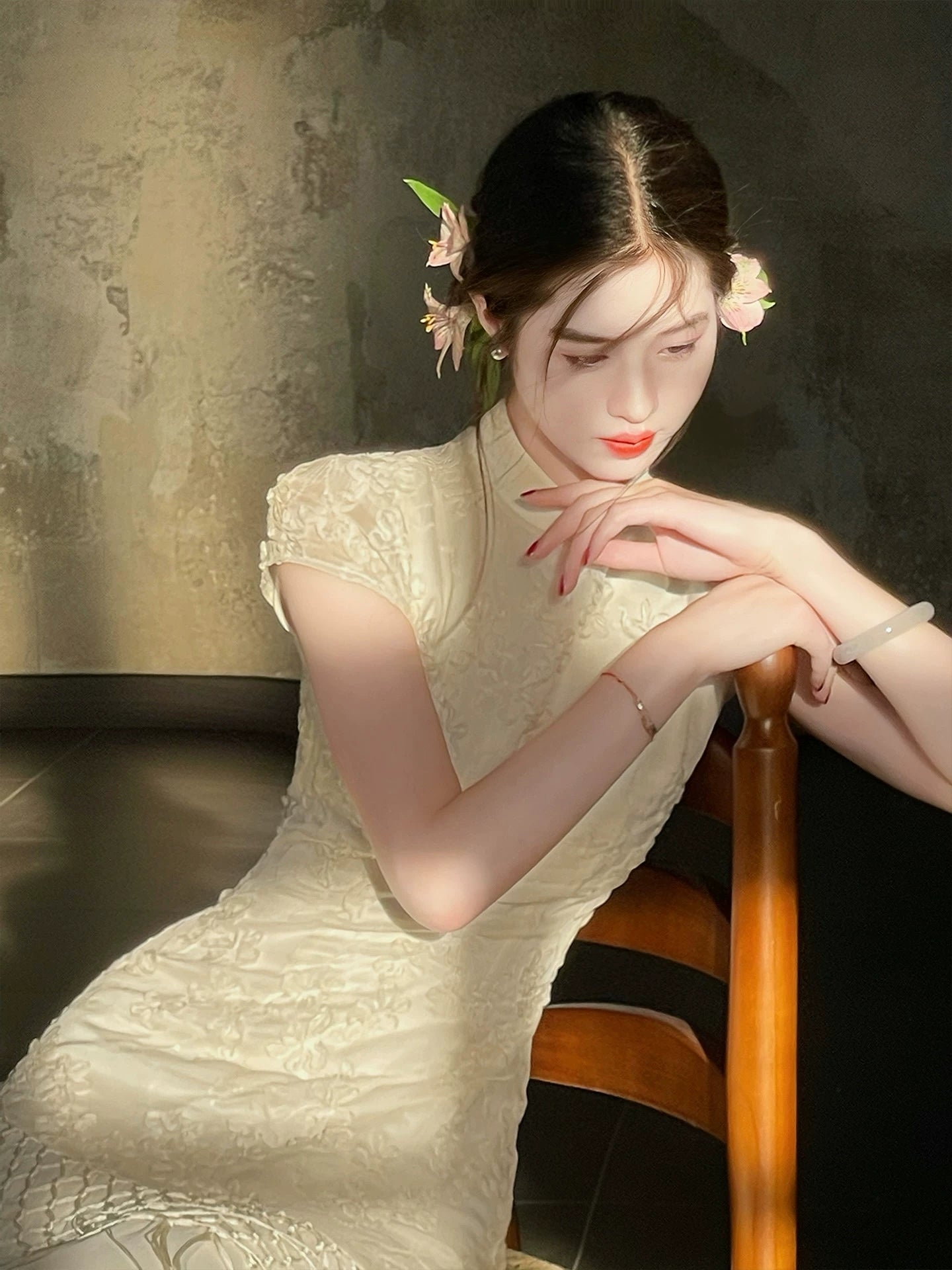 ZIHE Pinched Waist Fringed Splicing Dress