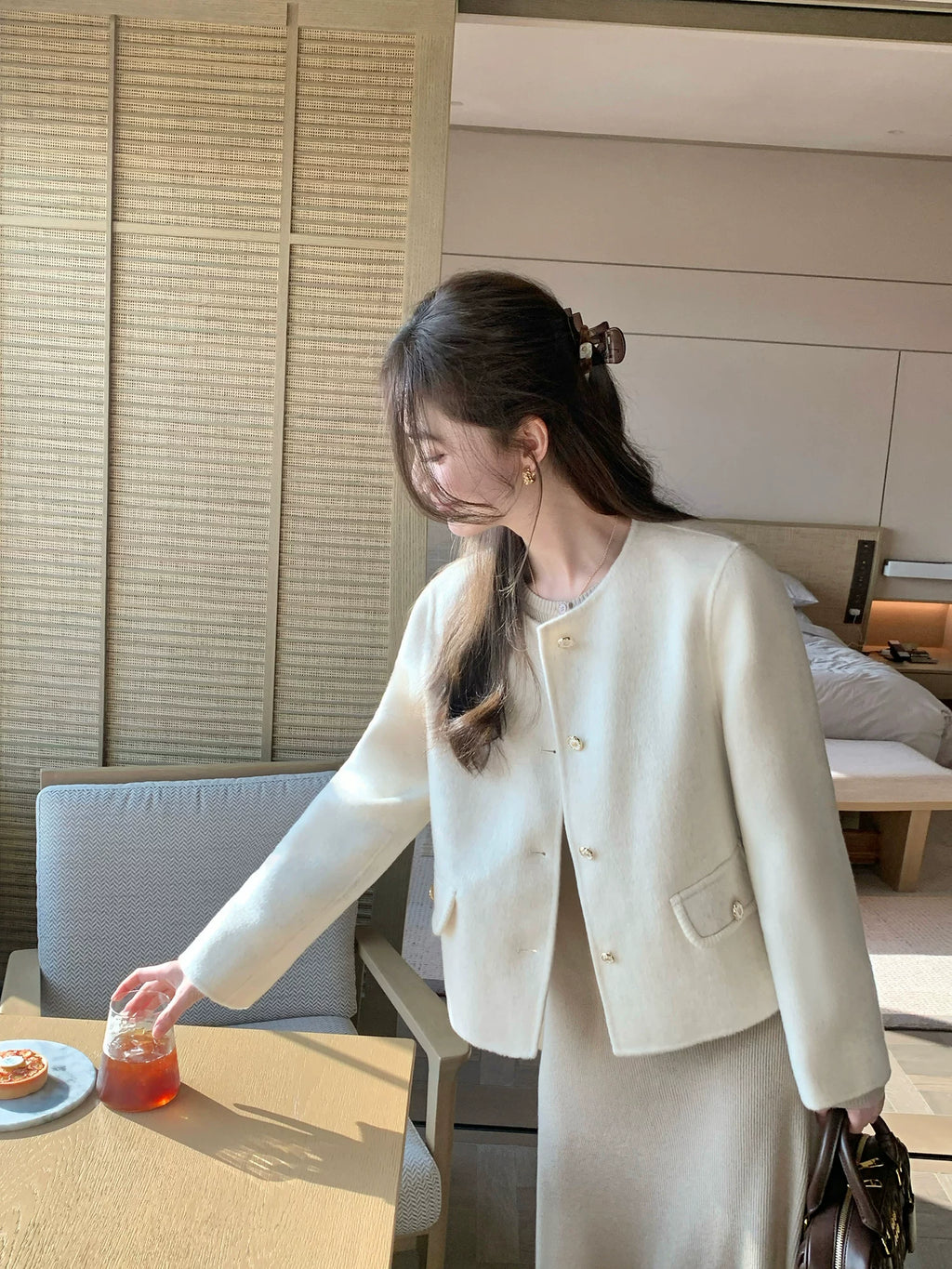 Pusumede Double-sided Short Woolen Coat
