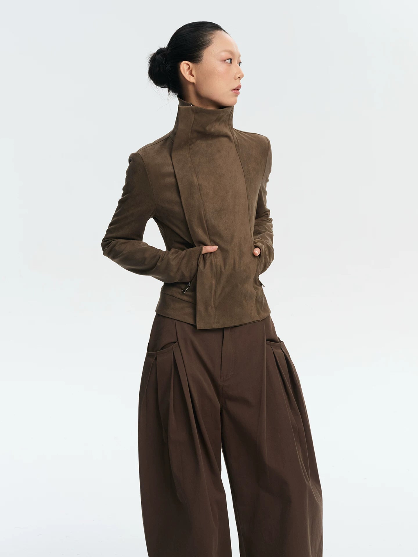 LINY LIBERTY Vintage Lapel Short Zip Jacket