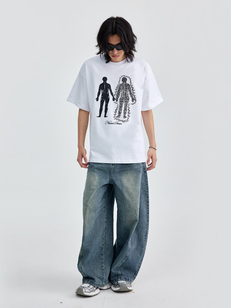 (NMK) Parallel Particle Humanoid Pure Cotton Tee