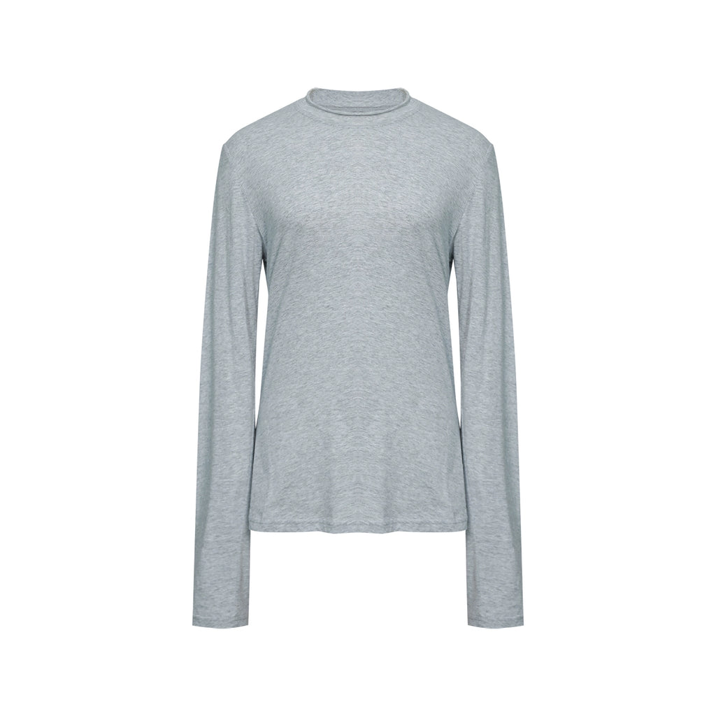 FUNKYFUN Curled Edge Small Neckline Bottoming Shirt T-shirt