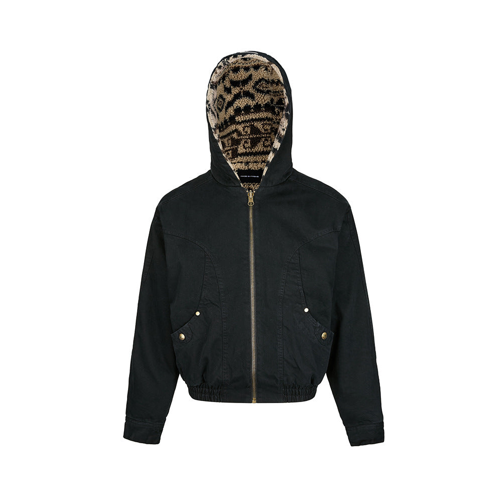 MADEEXTREME Lambswool Reversible Fleece-lined Hooded Jacket