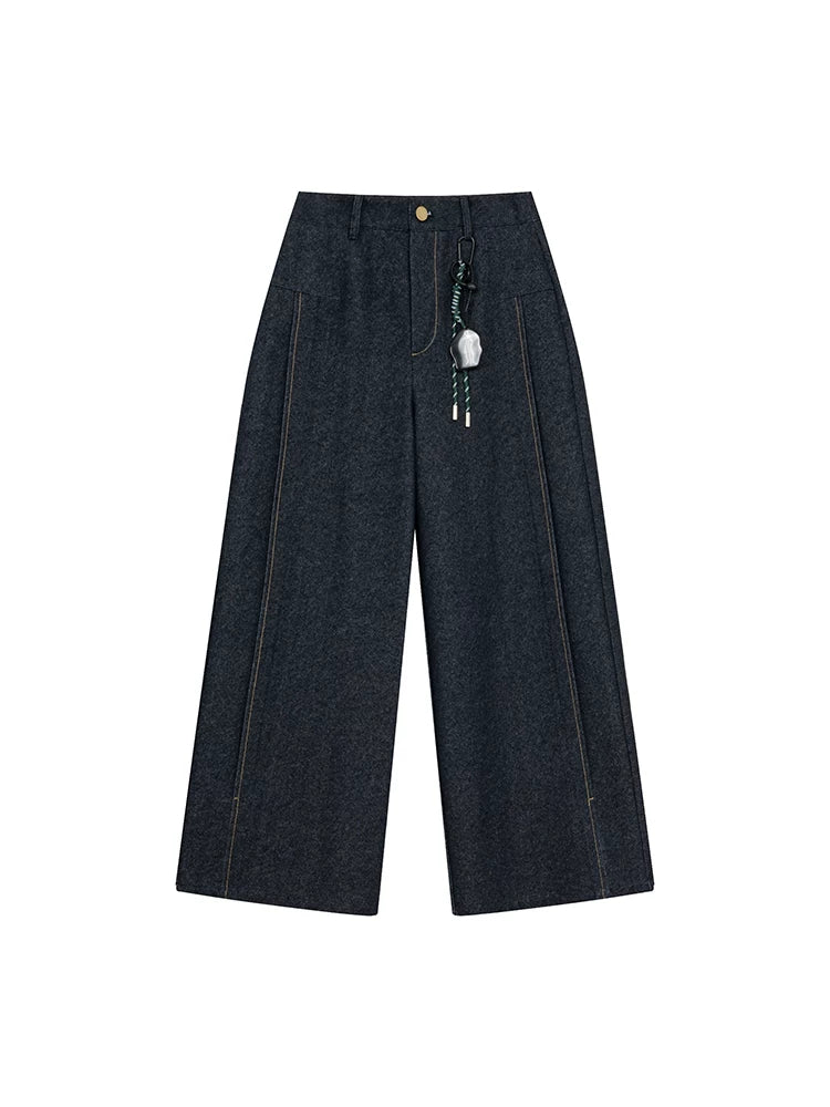 Kano Retro High-waisted Design Wide-leg Pants