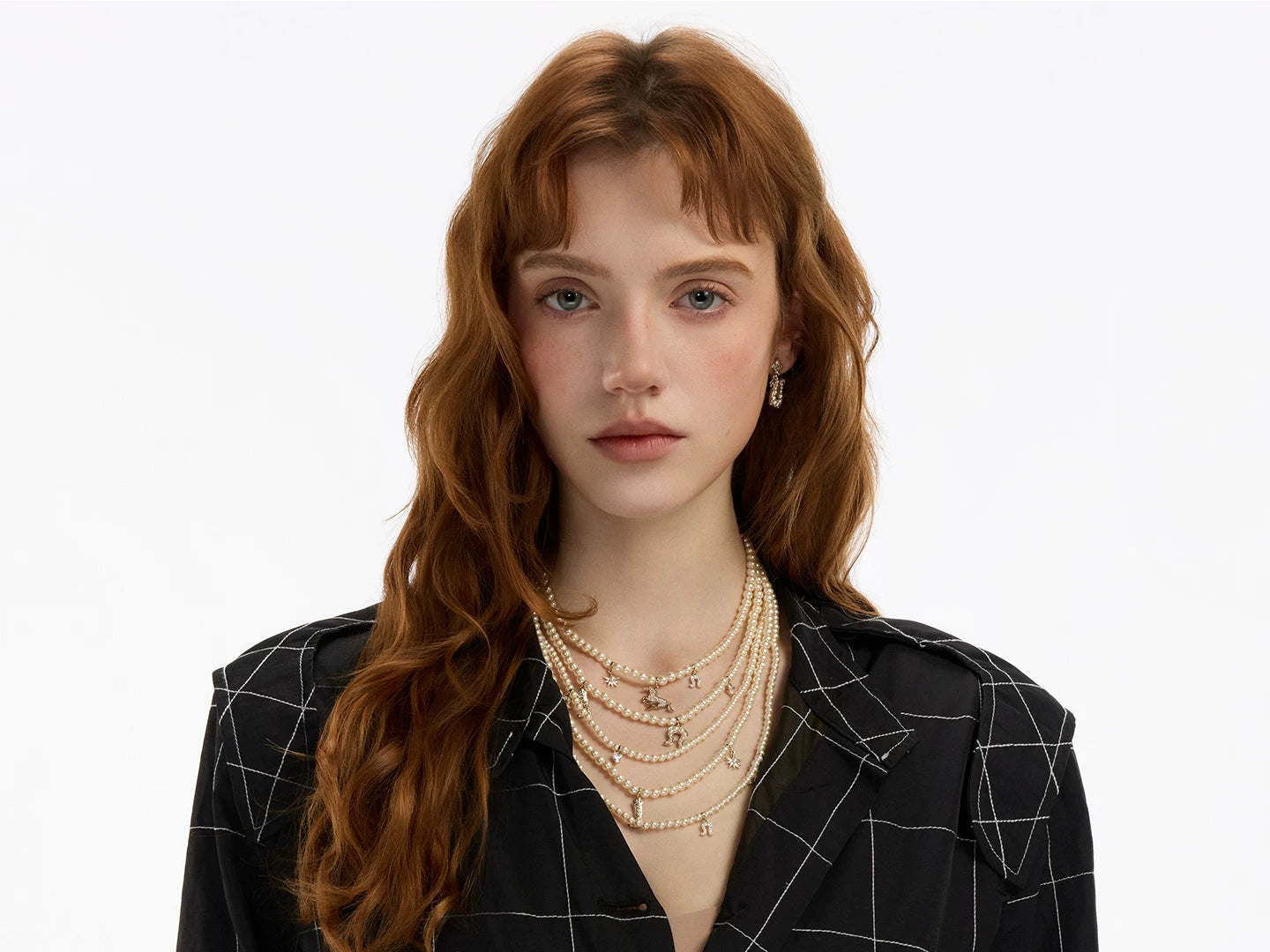 SUMIYAKI Flash Pony Full of Diamonds Multi-layer Pearl Necklace