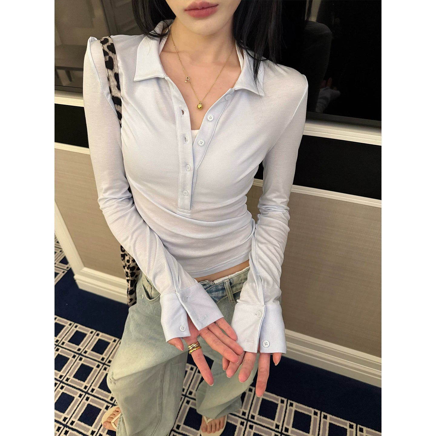 YOUNG KYLIN Casual Versatile Knitted Long Sleeves