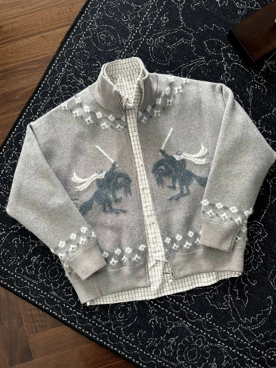 CATSSTAC Stand-up Neck Sweater Cardigan