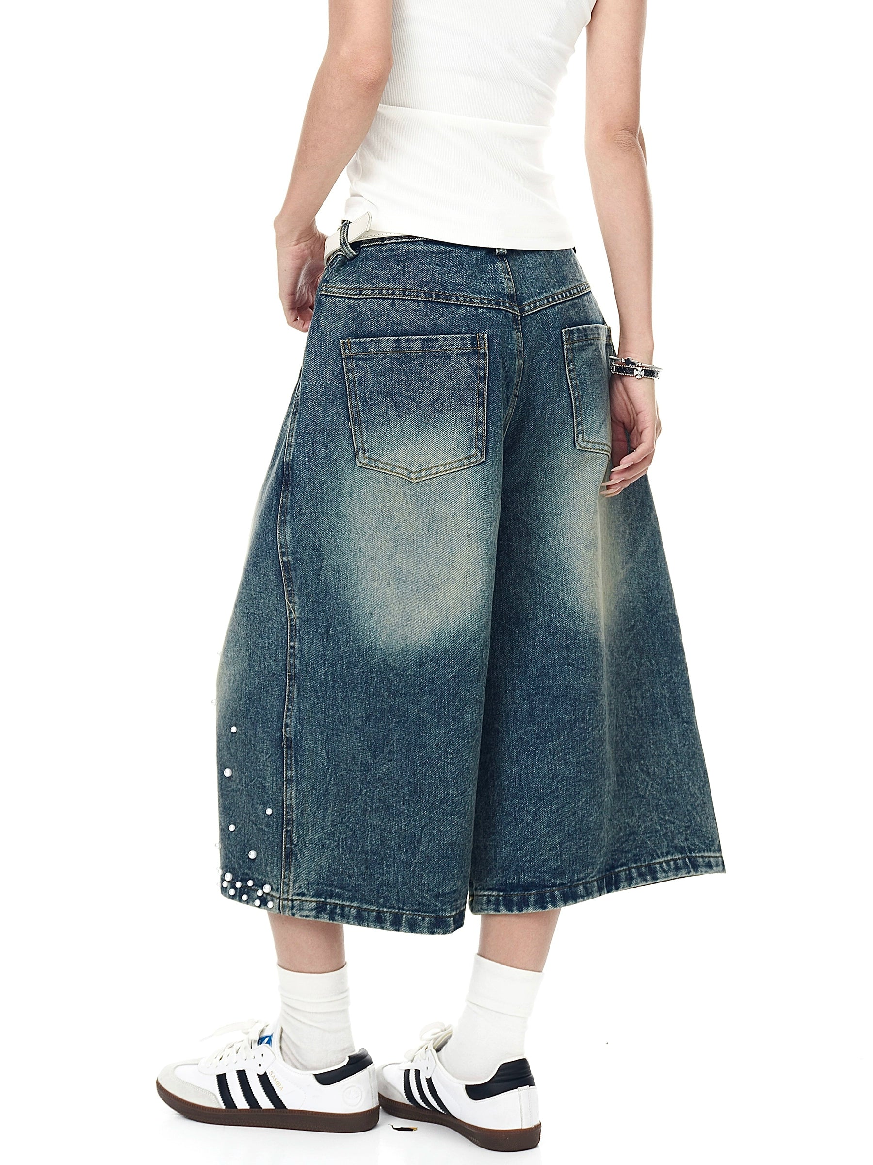 BLACKLISTS Heavy Industry Beaded Denim Shorts