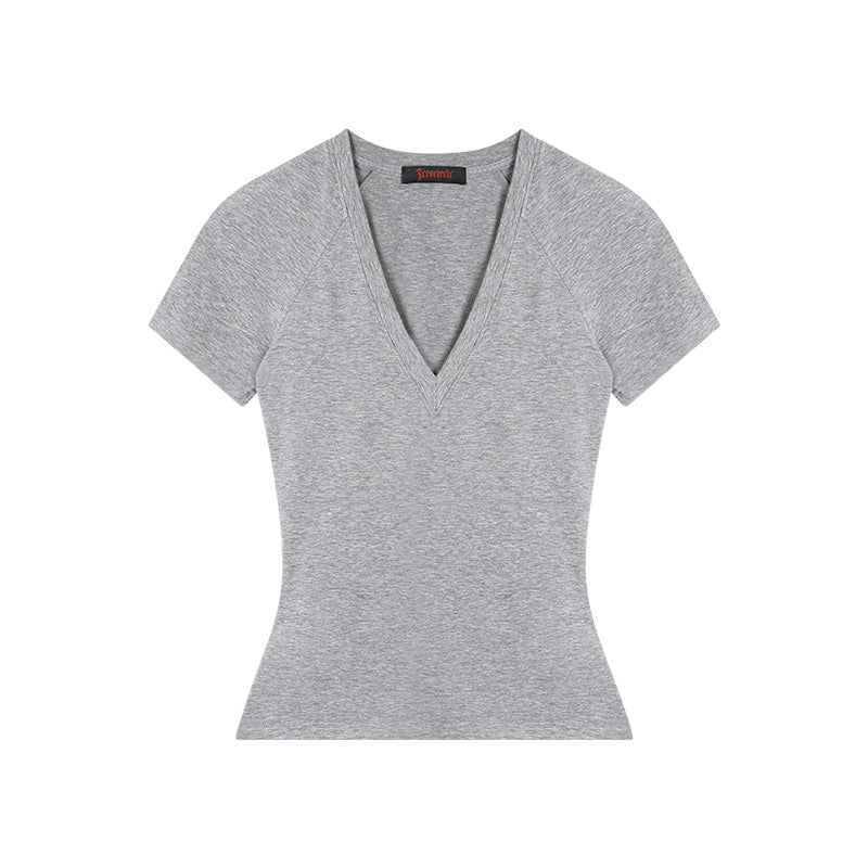 Zero Shoulder Slim Slim V-neck Tee