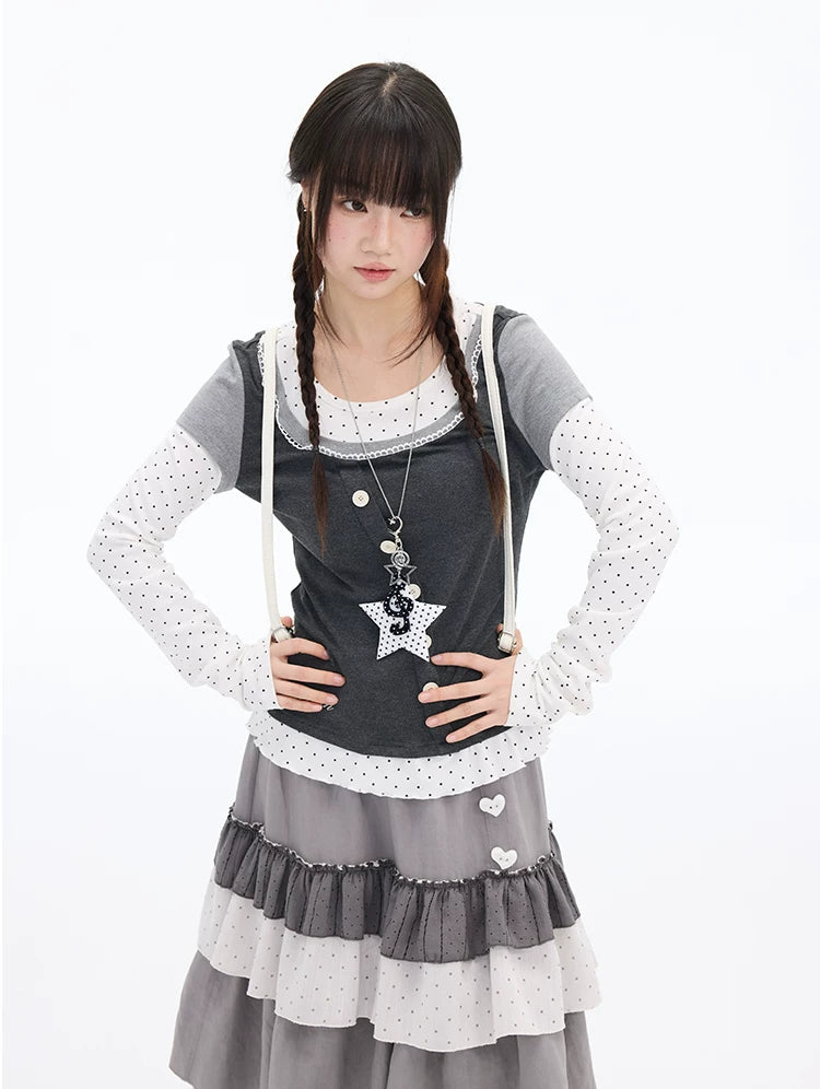 MOMSAYCAN Polka Dot Splicing Dress