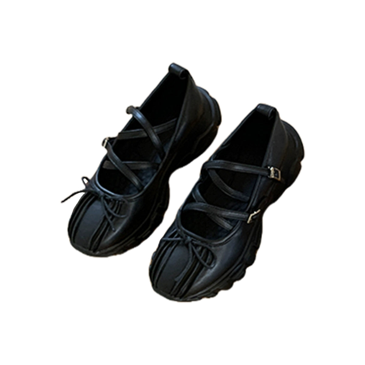 Mooreyu Round Head Sports Shallow Mouth Single Shoes Leather Shoes