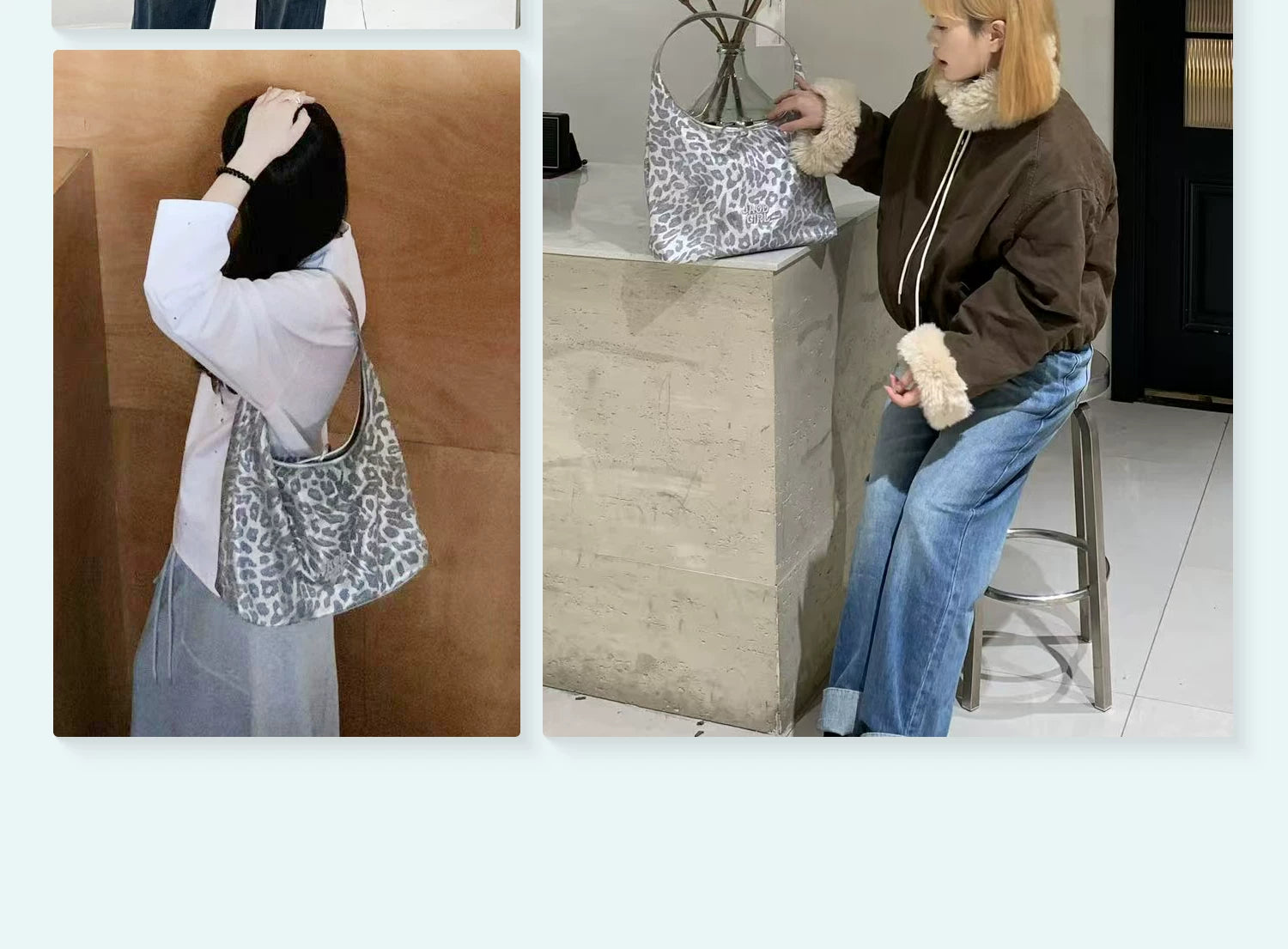 JACD Lazy and Relaxed Leopard Print Bag Women's Large-capacity Tote Bag