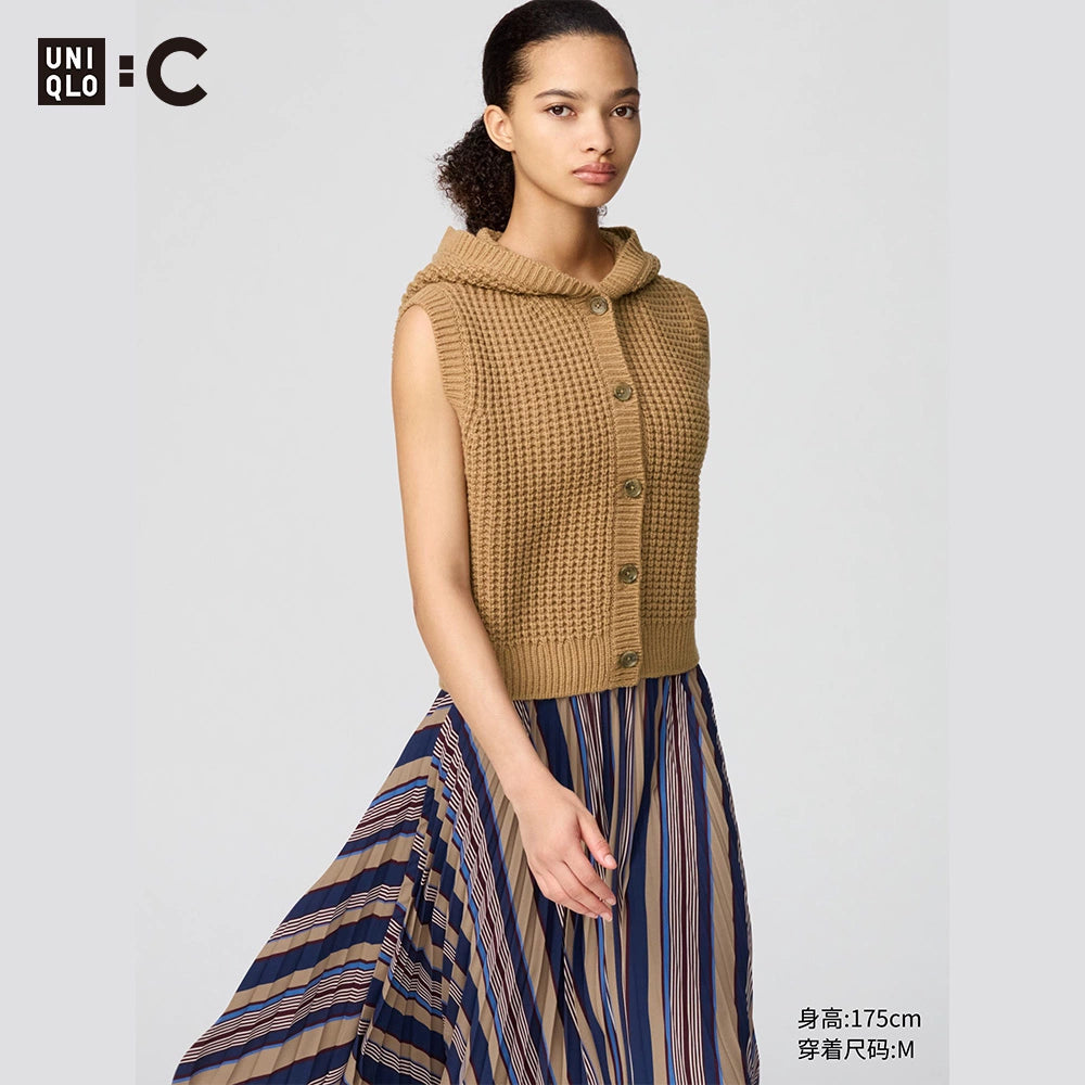 Uniqlo Waffle Hooded Knitted Vest