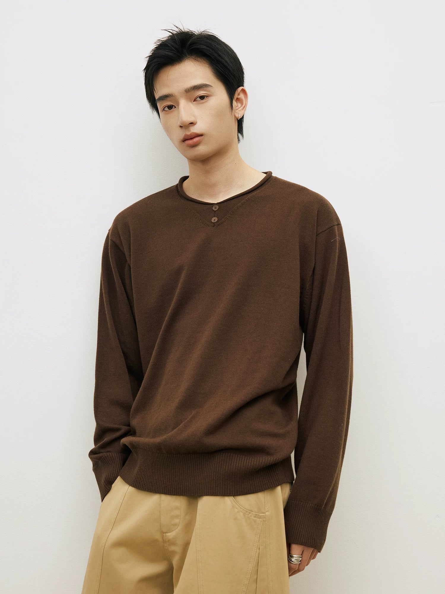 LR Knit Fake Two Pieces Long Sleeves