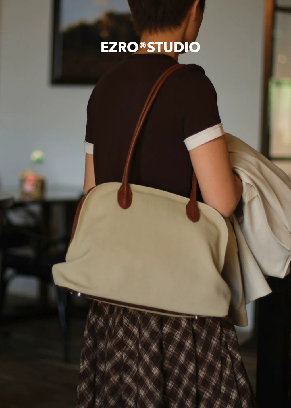 EZRO Premium Color Matching Canvas Shoulder Large Capacity Bag