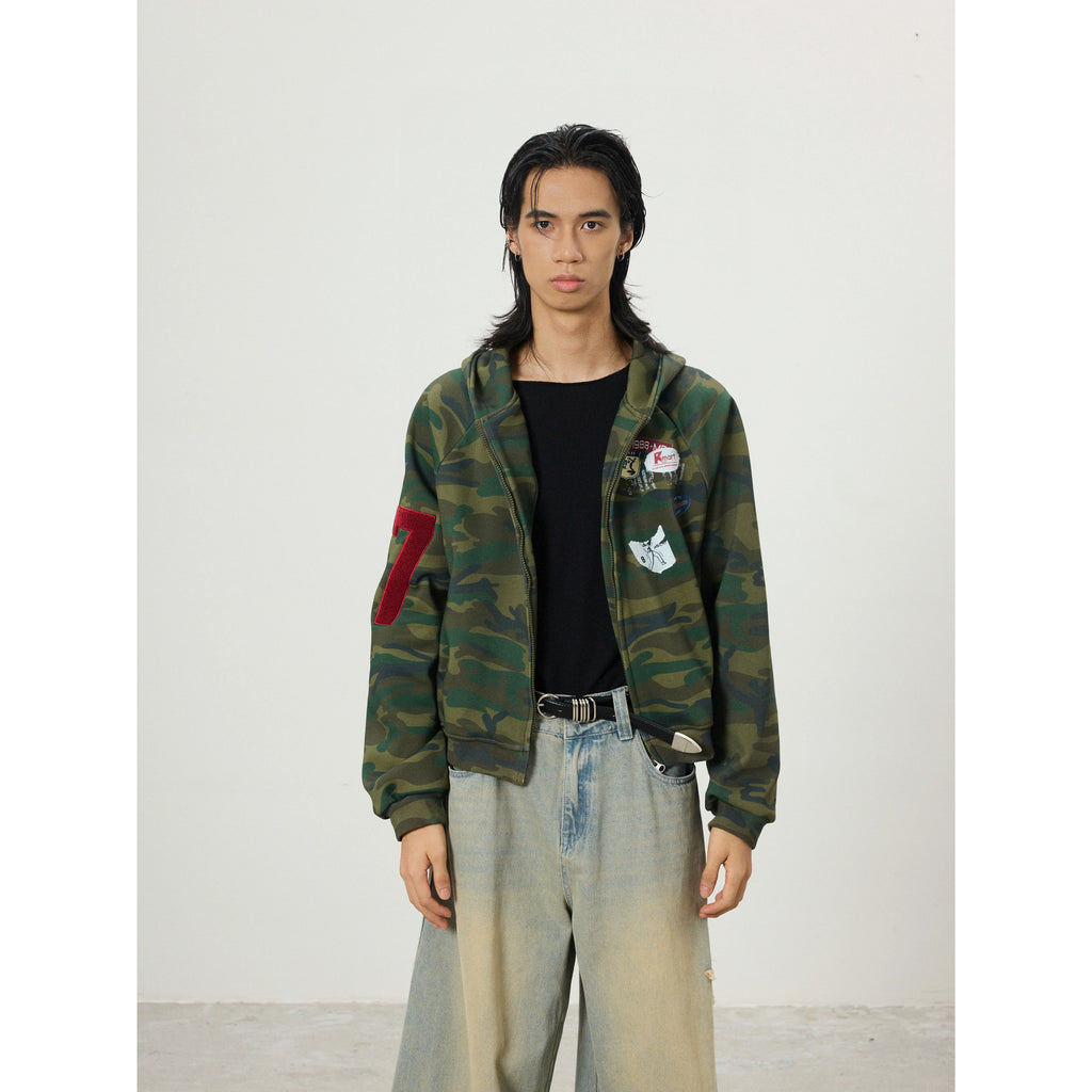 BTSG Towel Embroidered Embroidered Zip-up Cardigan Jacket