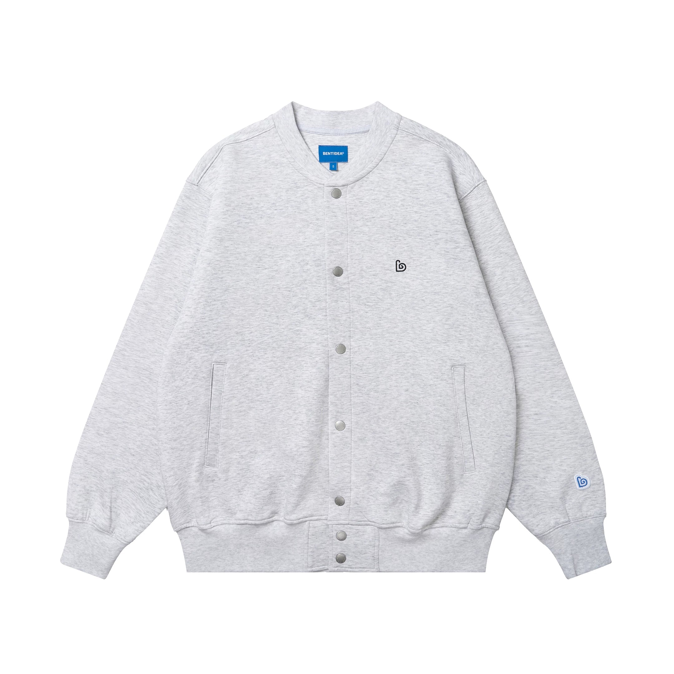 BENT IDEA Crew Neck Loose Baseball Sweater Jacket