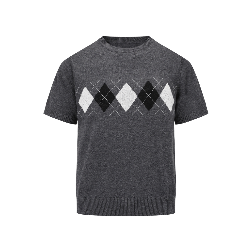 MANUSCRIPT Rhombus Breathable Front Shoulder Knitted Tee