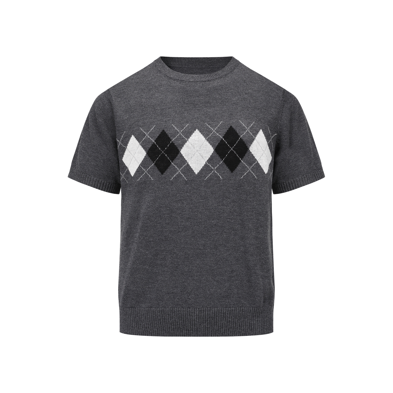 MANUSCRIPT Rhombus Breathable Front Shoulder Knitted Tee
