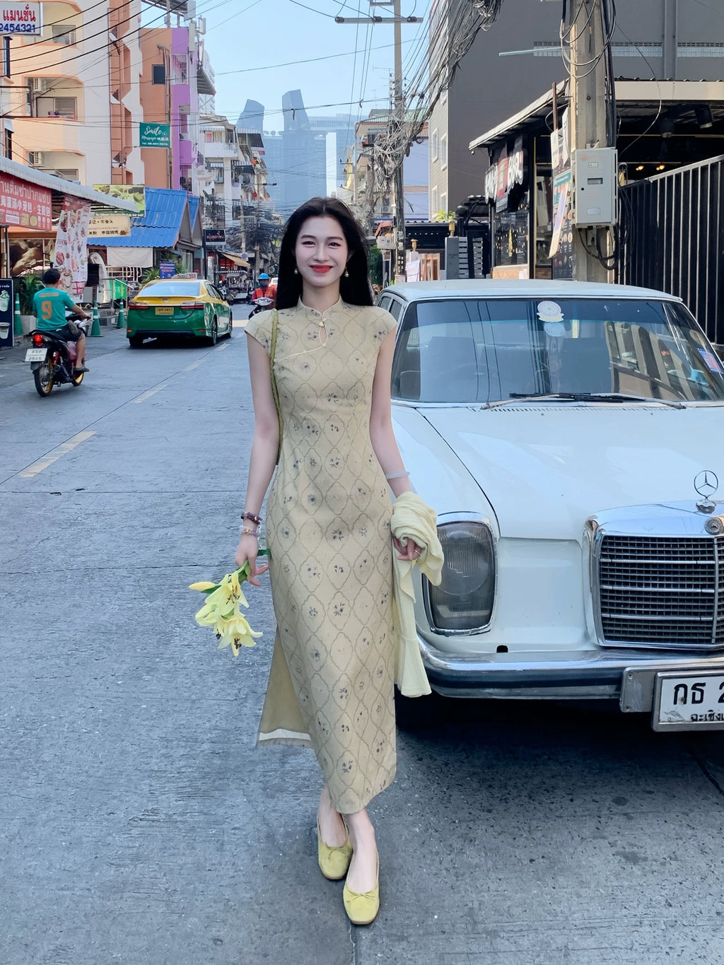 ZIHE New Chinese-style Printed Cheongsam Dress