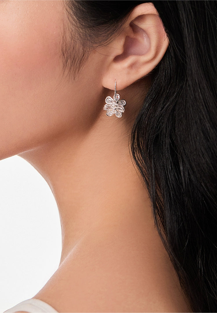 ZEGL Real Willow Flash Zirconium Flower Earrings