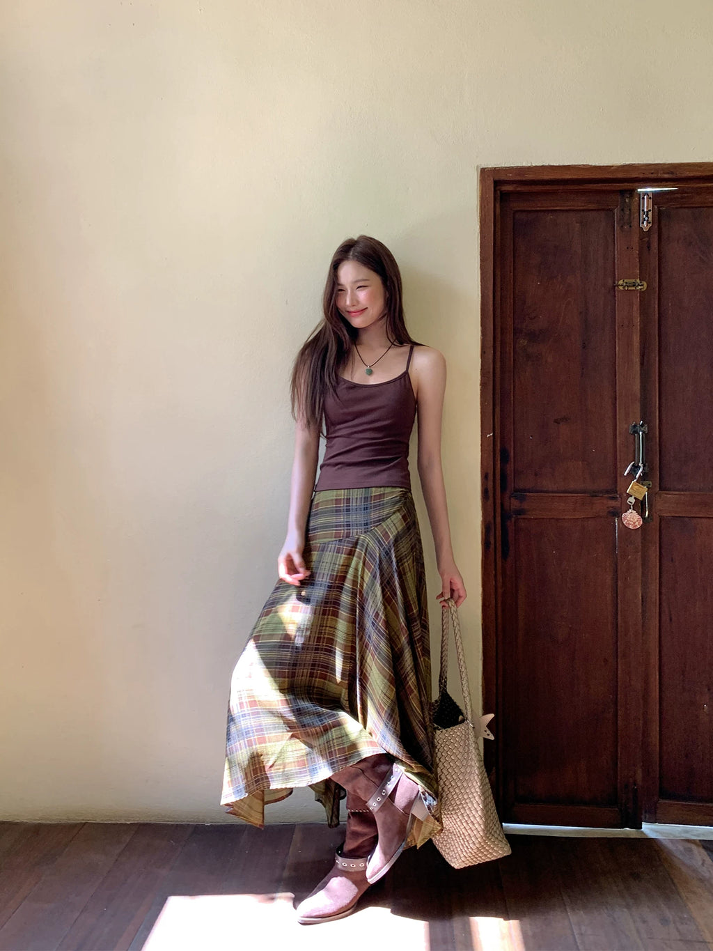KANO Vintage Plaid Dot Skirt