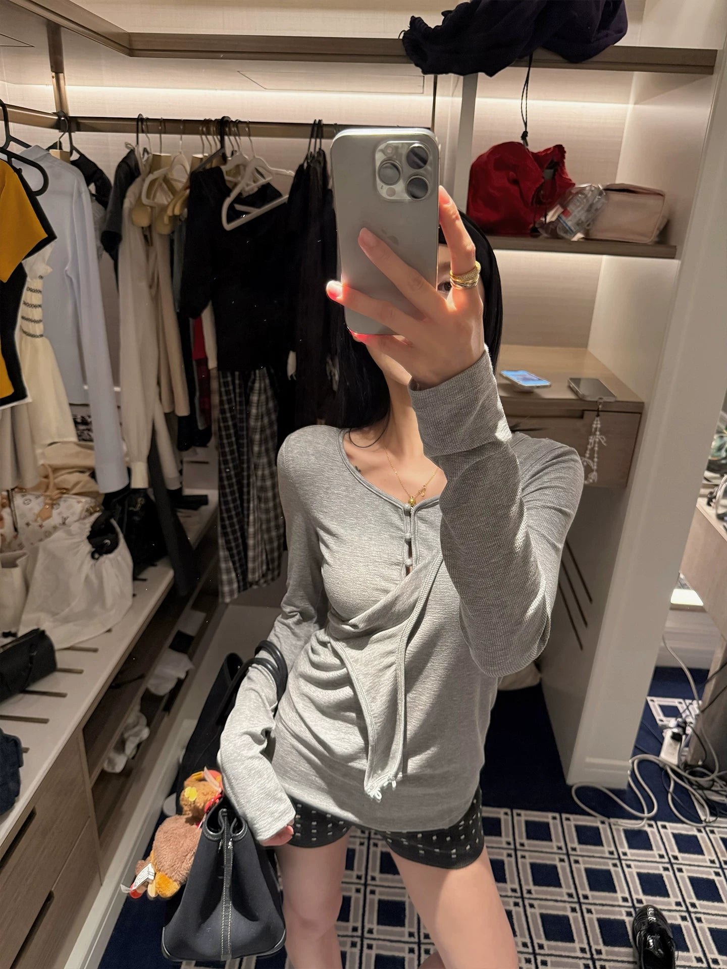 YOUNG KYLIN Slim-fit Two-wear Design Long-sleeved Dress