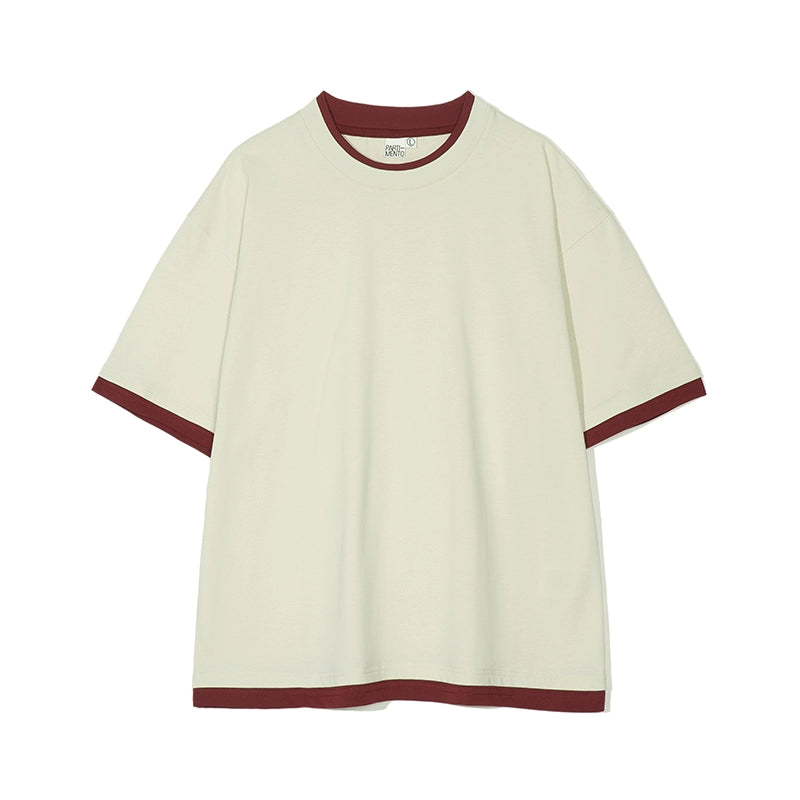 PARTIMENTO Loose Casual Short Sleeve Laminated Tee