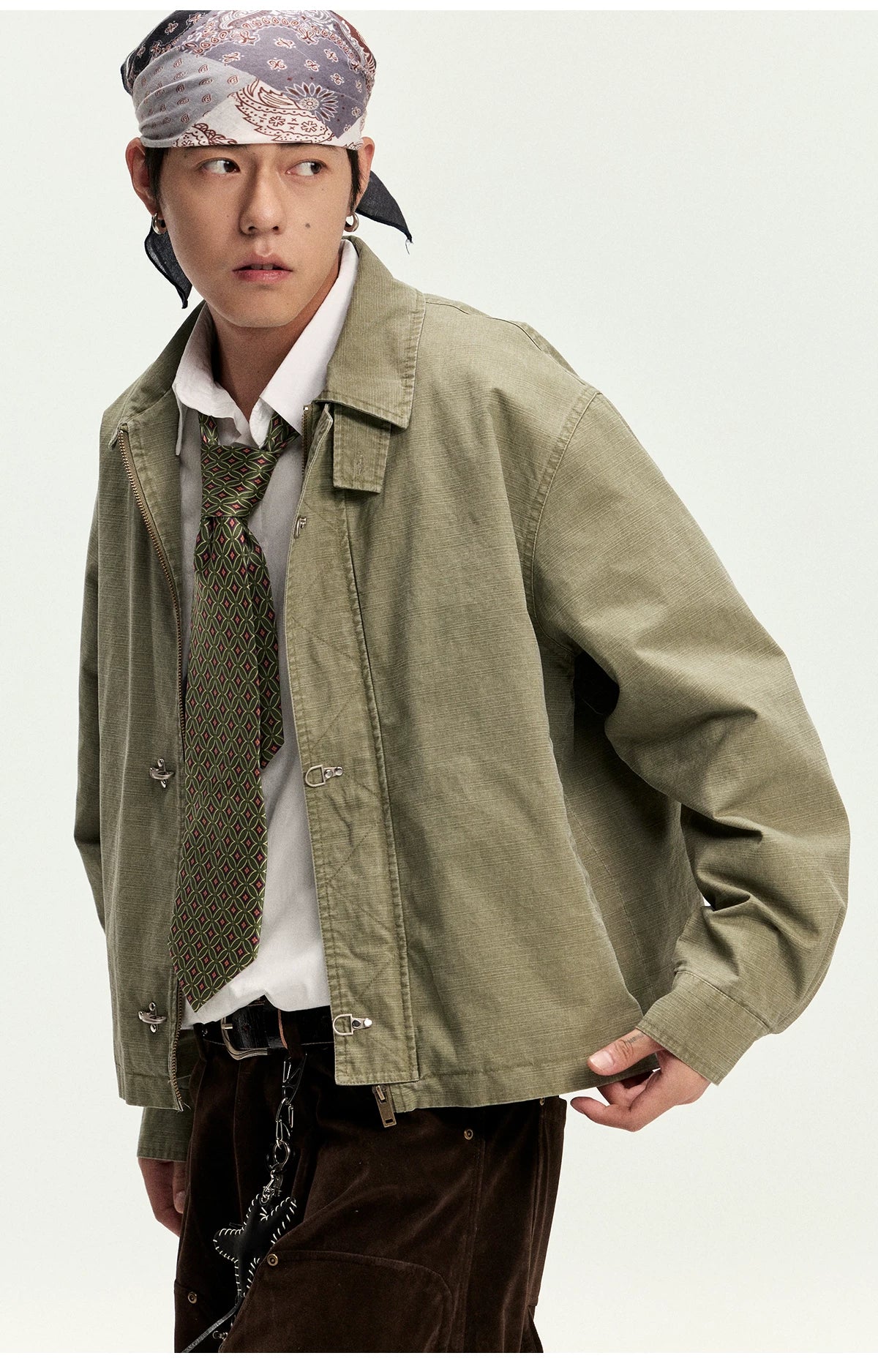 CoosRetro Vintage Washed Old Placket Tooling Jacket
