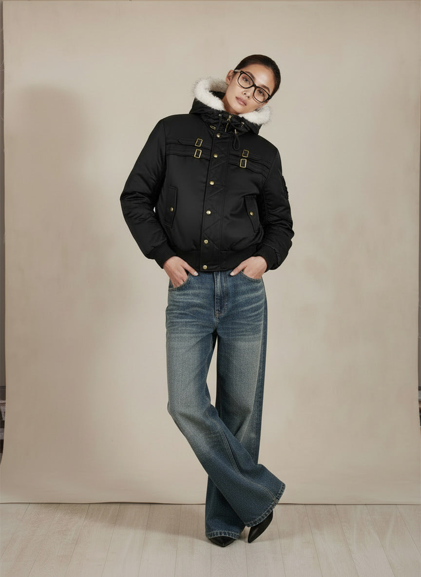 Eme Hooded Short and Wide Thickenedheattech Cotton Jacket