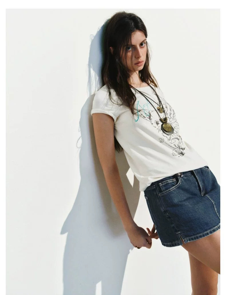 URBAN REVIVO Fun Casual Cute Pet Print Tee