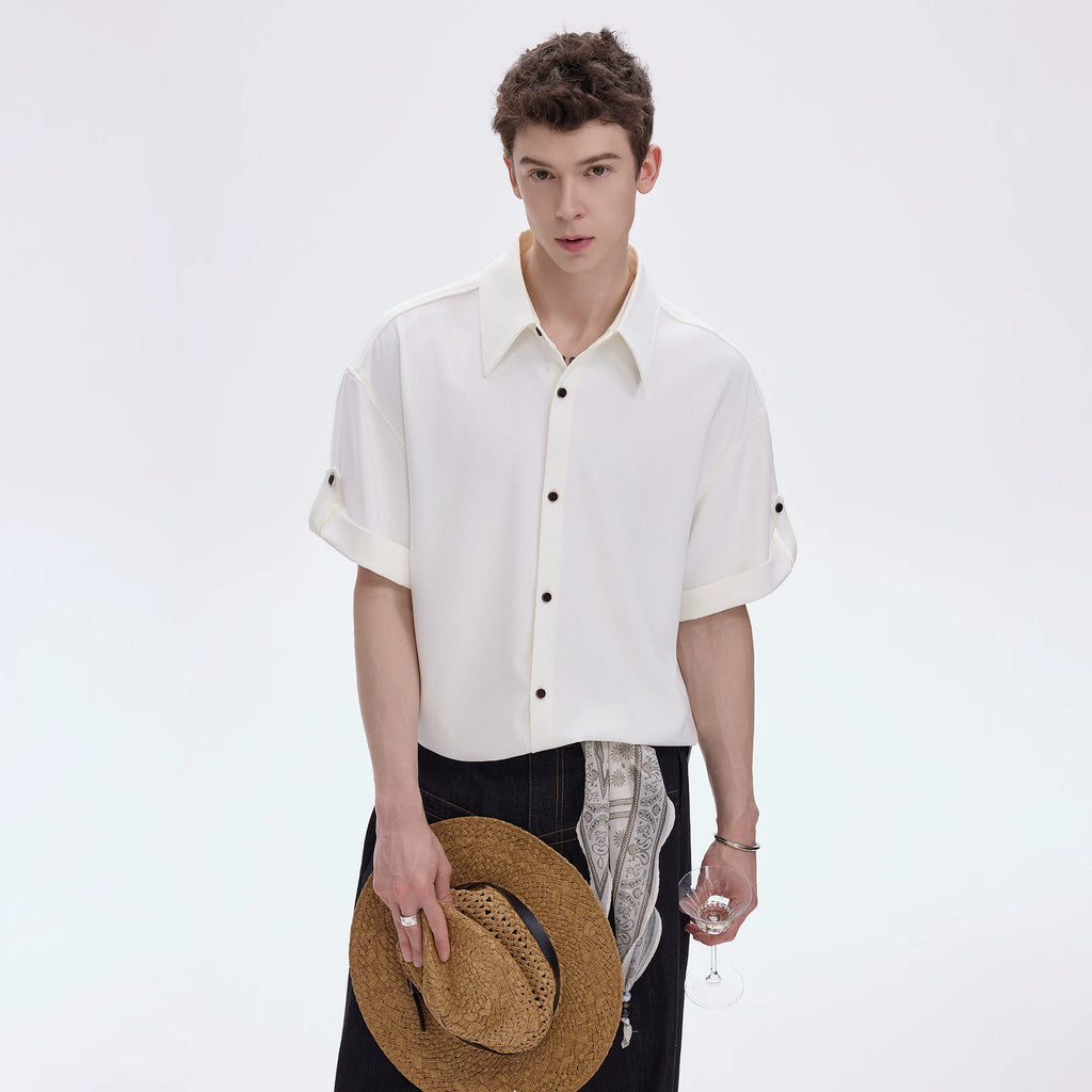 CHOR Vintage Loose Casual Folding Sleeve Shirt
