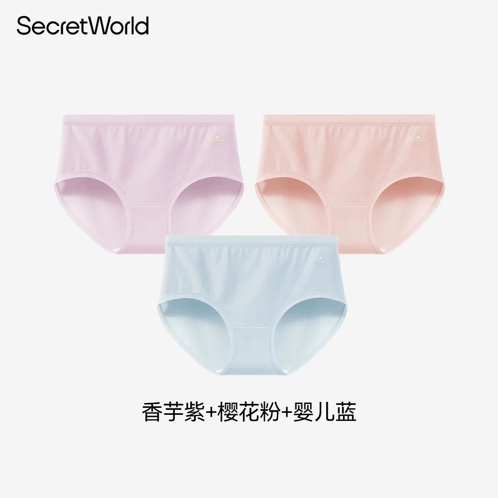 Secret World Antibacterial Crotch Mid-waist Seamless Briefs