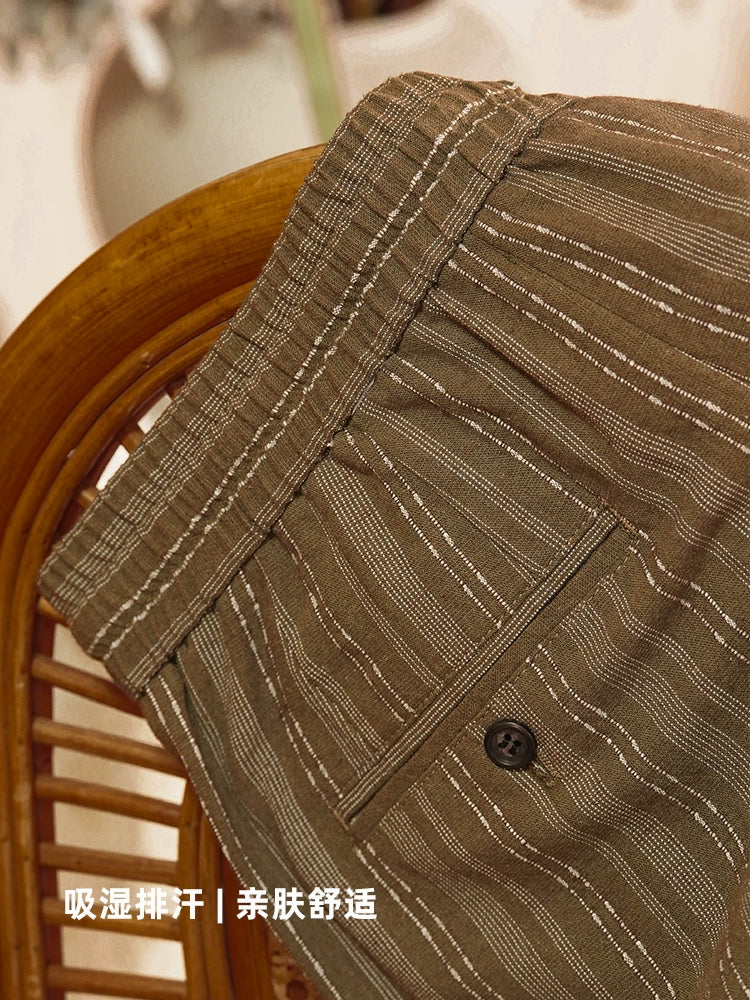 CULTUM Striped Drawstring Elastic Waist Shorts