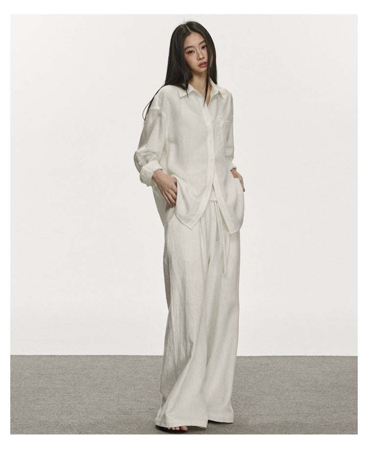Anna Aneae Linen Shirt Vintage Casual Suit