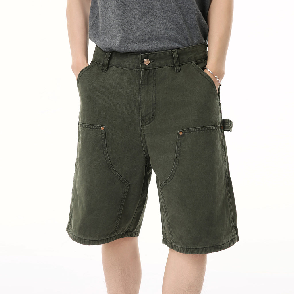 MTLCLOTHES Multi-pocket Workwear Casual Five-point Jeans