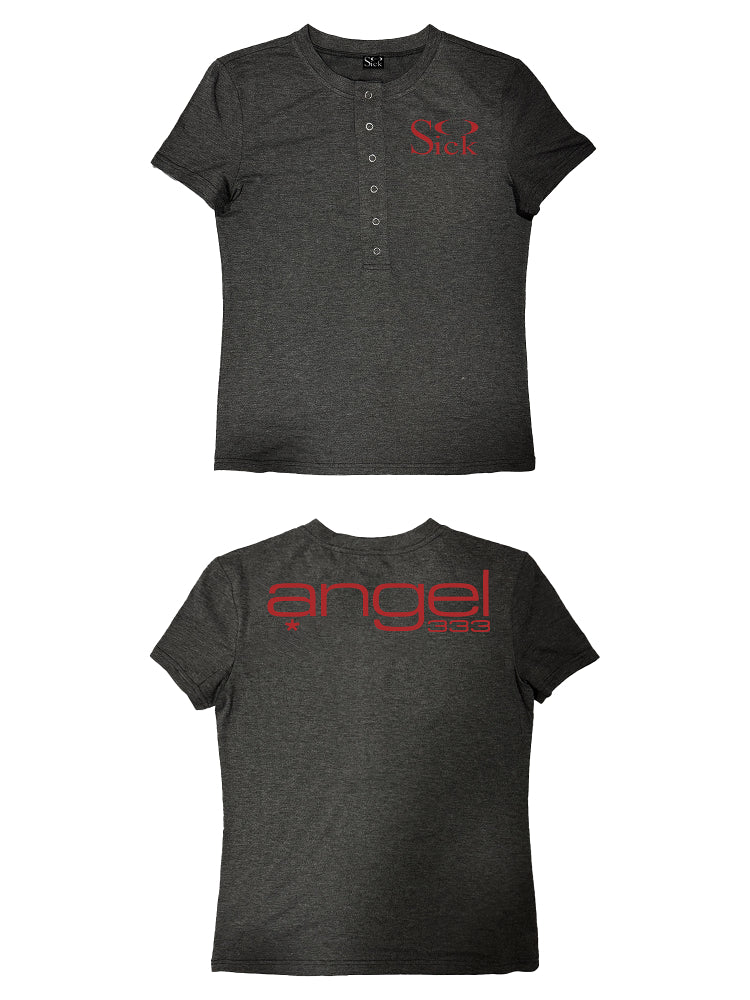 SoSick 25ss * "Basic Series" Front Shoulder Silver Buckle Crew Neck Premium Tee