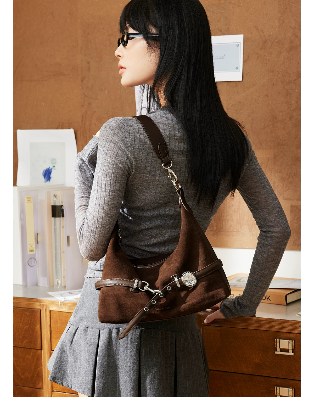 SmoSmos Suede Shoulder Messenger Bag