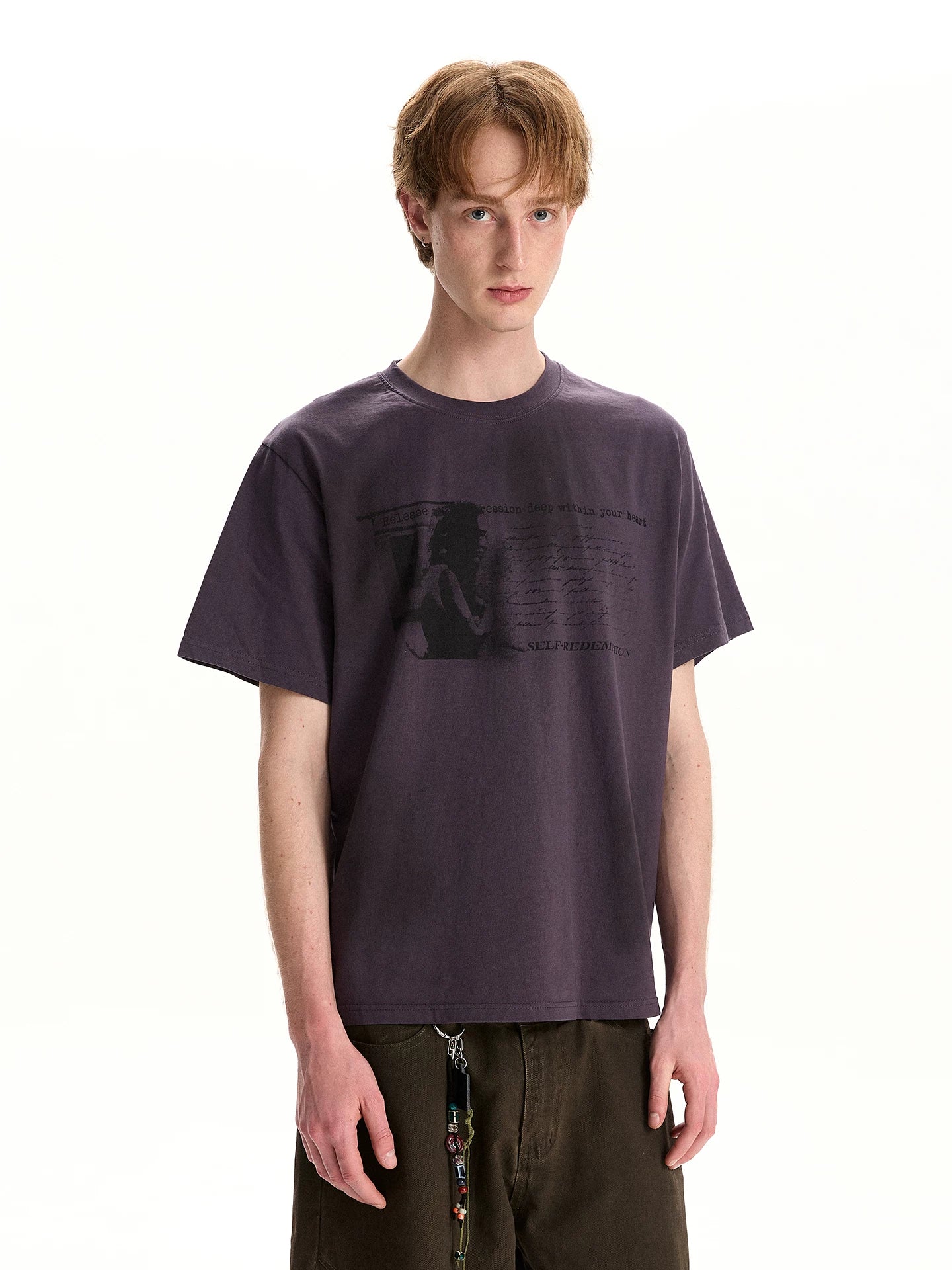 A PUEE Vintage Washed Print Tee – Loose Fit Retro Streetwear