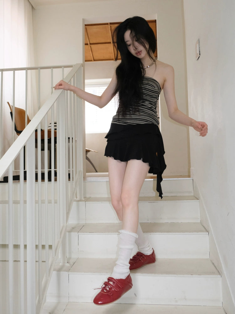 Mooreyu Leather Round Head Shallow Mouth Casual Mary Jane Shoes